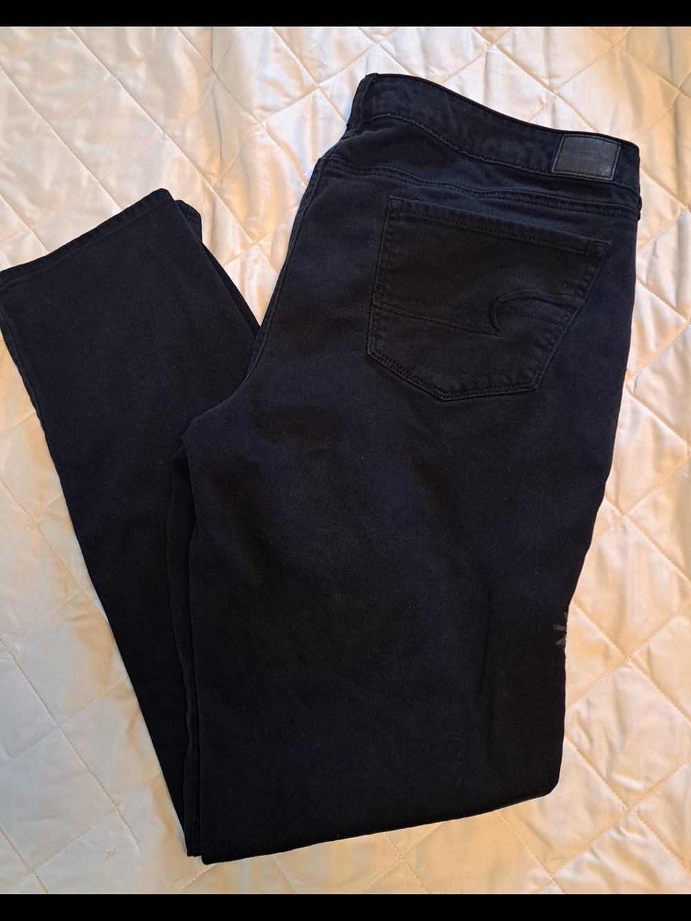 American Eagle Black Stretch Skinny Jeans Size 16 Long